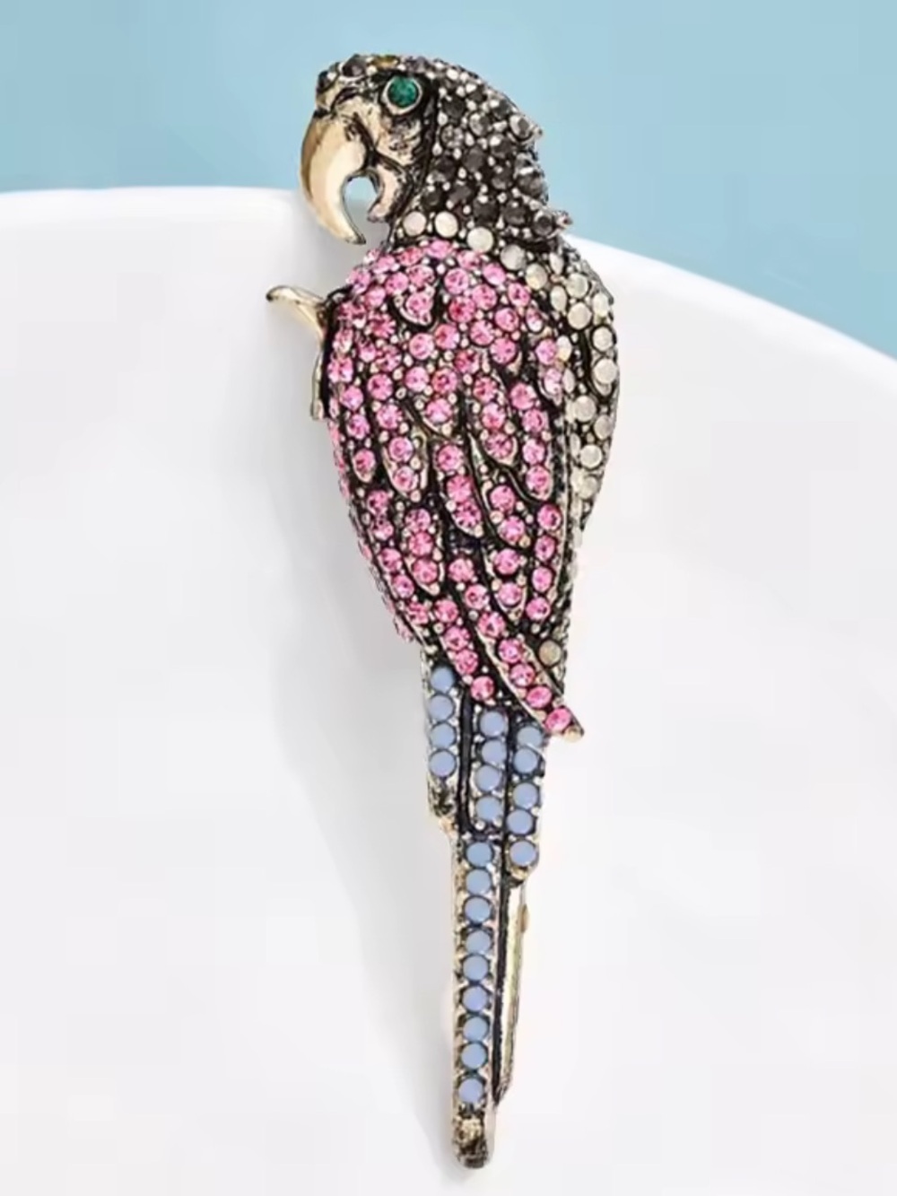 Parrot Pink Multicolor Crystal Brooch